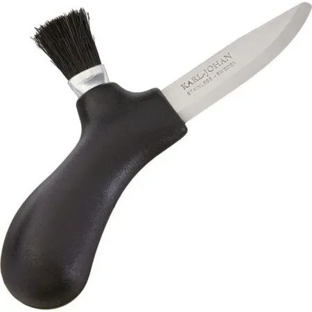Нож Morakniv Karl-Johan для грибов, нержавеющая сталь, цвет черный, щетка из конского волоса, 10906